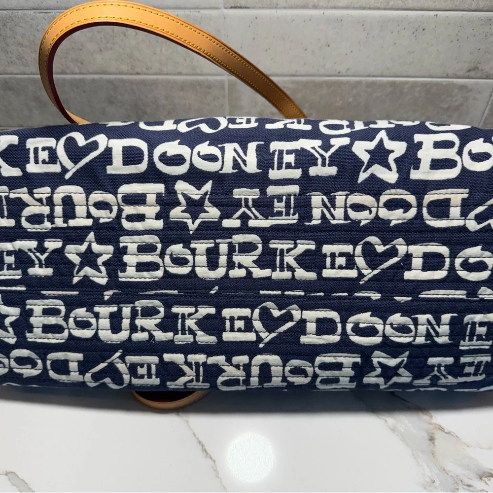 Dooney & Bourke Duffel Travel Bag, Signature Monogram Blue and White - Picture 8 of 10